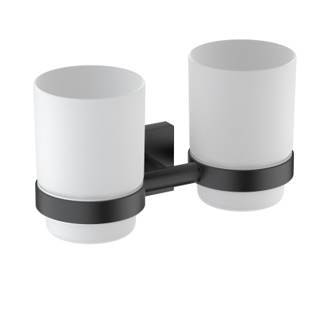 Двойной стакан для зубных щеток Timo Selene 12034/03 черный матовый фото