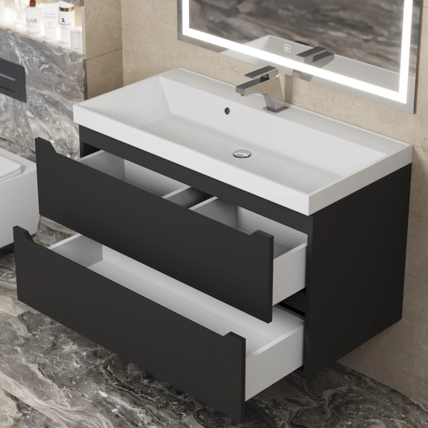 Тумба под раковину Uperwood Tanos 90 291020233 черная матовая фото