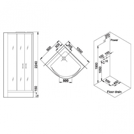 Душевая кабина Grande Home WS140L/S6/BB 100x90 R фото
