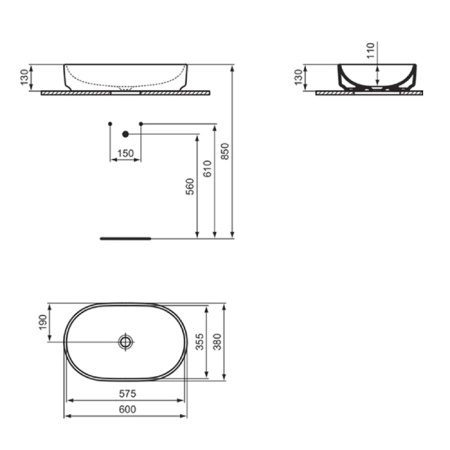 Накладная раковина Ideal Standard i.life T573101 60x38 фото