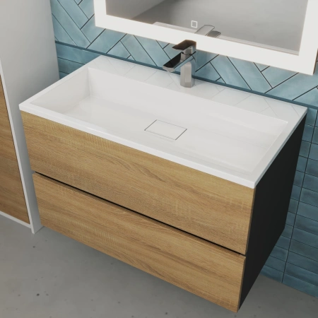 Тумба под раковину Uperwood Barsa 80 293020539 черная/дуб сонома фото