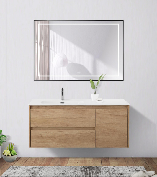 Зеркало с подсветкой, сенсорным выключателем и подогревом BelBagno SPC-KRAFT-1200-800-LED-TCH-WARM-NERO 120x80 черное фото