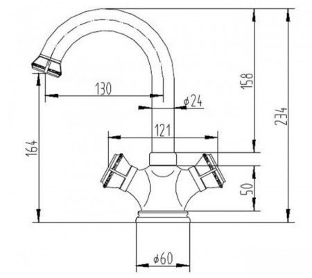 Смеситель для раковины двухвентильный Zorg Antic A 2008U-BR фото