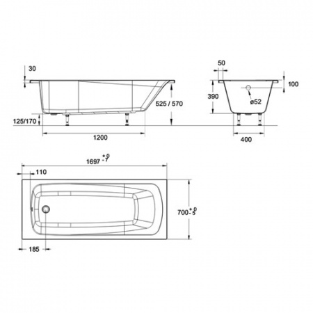 Акриловая ванна Jacob Delafon Patio E6812RU-01 170х70 фото