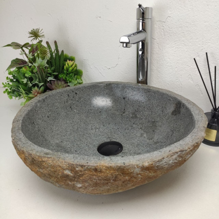 Накладная раковина из речного камня RS01394 (45*41*15) фото