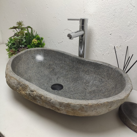 Накладная раковина из речного камня RS01327 (70*41*15) фото