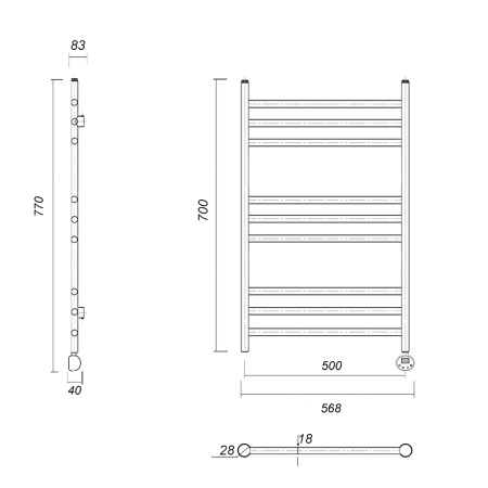 Полотенцесушитель электрический Domoterm Медея Медея П9 500х700 АБР ER фото
