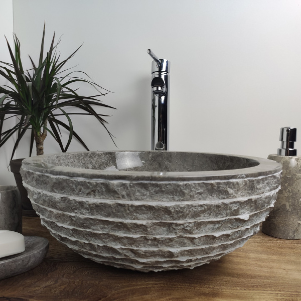 Раковина из мрамора Indo Bowl Marmo Greey Small BM-00241 фото