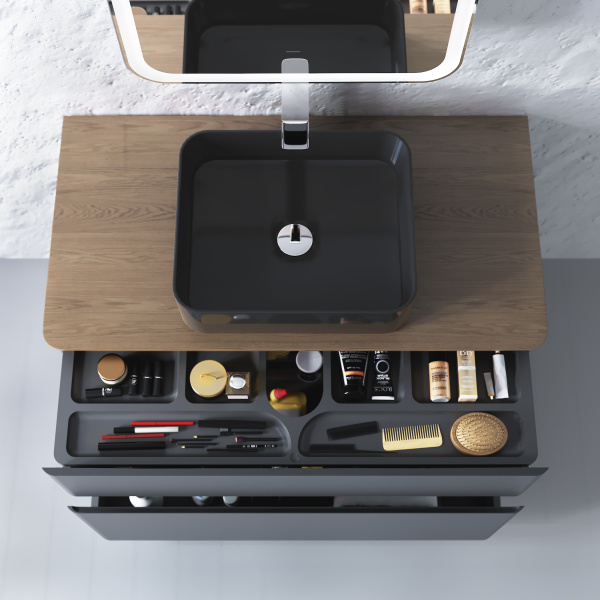 Тумба под раковину Raval Morelle 100 Mrl.01.100/N/A-T/RL антрацит/трюфель фото