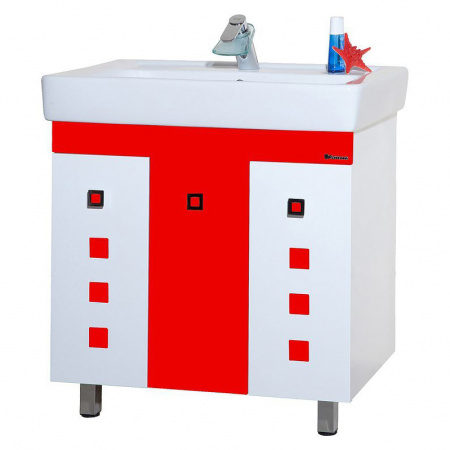 Тумба под раковину Bellezza Натали-80 красная/белая фото