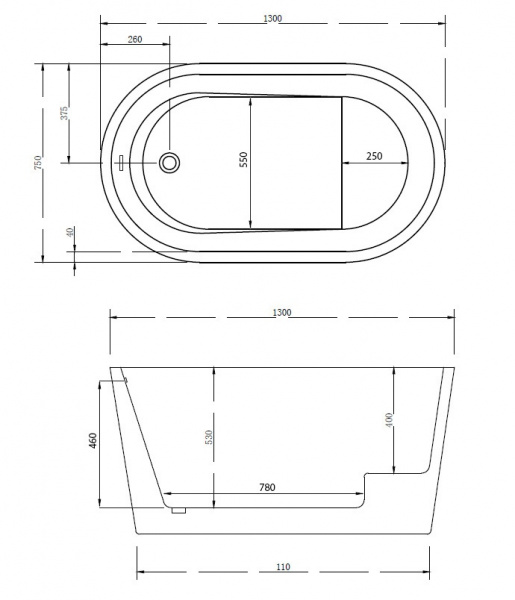 Ванна акриловая Abber AB9277 130x75 фото