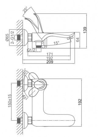 Смеситель для ванны с душем D&K Venice Baciano DA1033259 фото