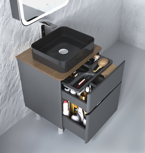 Тумба под раковину Raval Morelle 60 Mrl.01.60/N/A-T/RL антрацит/трюфель фото