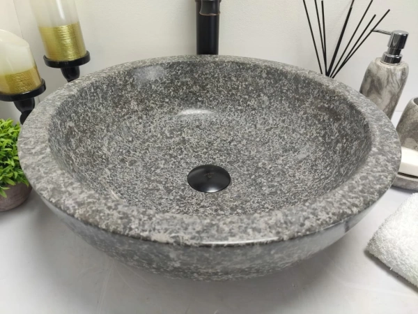Накладная раковина из мрамора Bowl Grey Medium BM-00260 (45*45*15см) фото