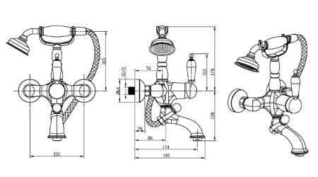 Смеситель для ванны с душем Boheme Crystal 303-CRST фото