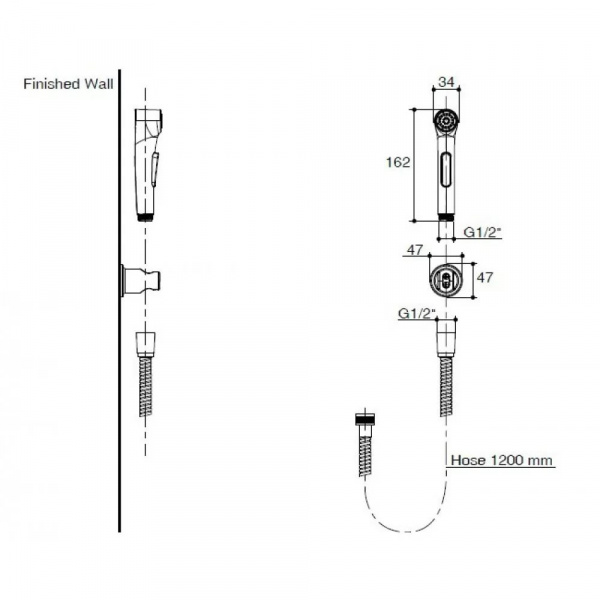Гигиеническая лейка без смесителя Jacob Delafon Elate E97258-CP фото