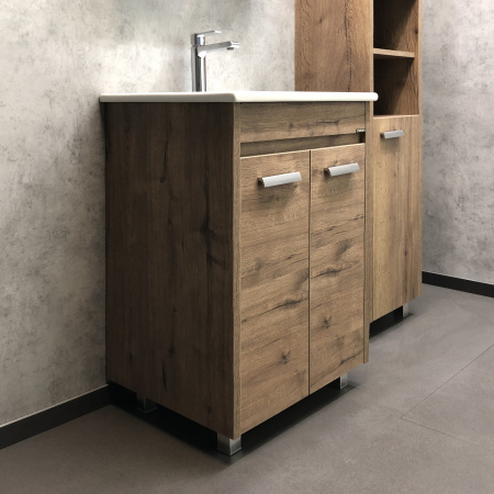 Тумба Comforty Марио-60 дуб темный с раковиной Quadro 60 фото