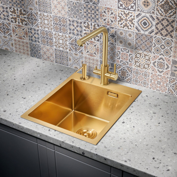 Мойка для кухни из нержавеющей стали Milacio Denia 41 MC.77468 41x51 брашированное золото фото