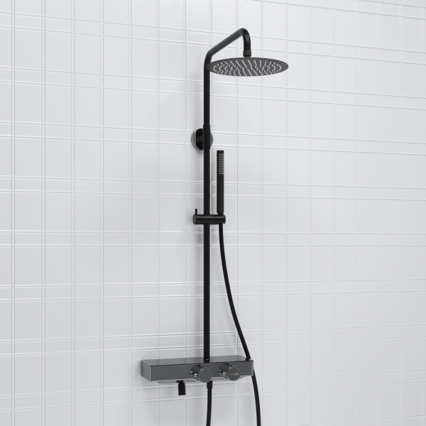 Душевая система (стойка) с термостатом WasserKRAFT Thermo A114.258.217.CB черная матовая фото