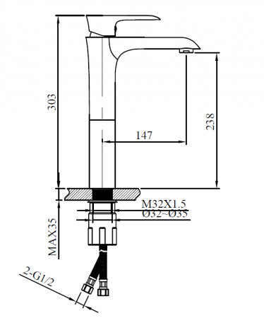Высокий смеситель для раковины AltroBagno Costanza 010214Or фото