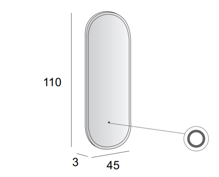 Зеркало с подсветкой Cezares 45095 45x110 фото