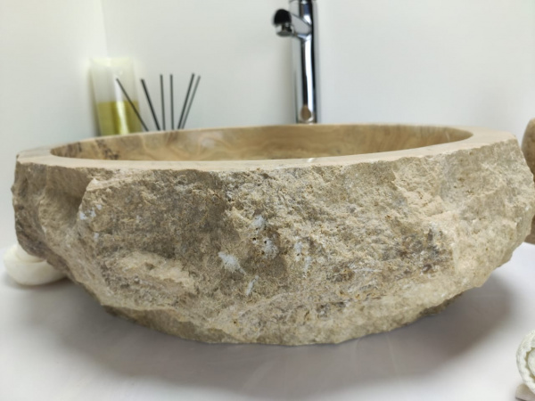 Накладная раковина из оникса Indo Erozy brown EO-00434 фото