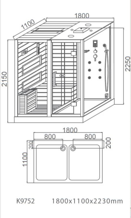 Душевая кабина с сауной Cerutti SPA Albano CT8349 180x110 фото