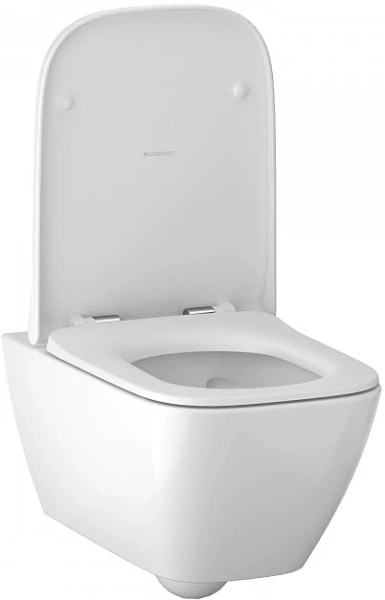 Подвесной унитаз Geberit Smyle Square 500.683.01.1 безободковый, с сиденьем фото