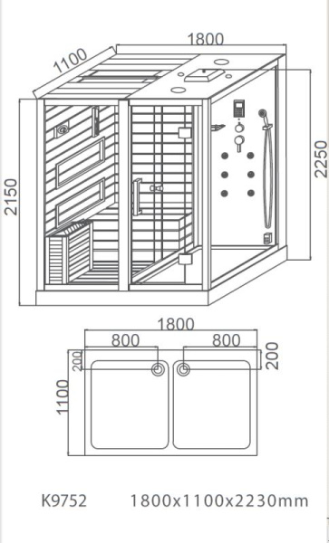 Душевая кабина с сауной Cerutti SPA Albano CT8349 180x110 фото