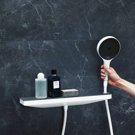 Шланговое подключение Hansgrohe Rainfinity Porter 500 26858700 с полочкой фото