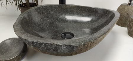 Накладная раковина из речного камня RS0861 (50*42*15) фото