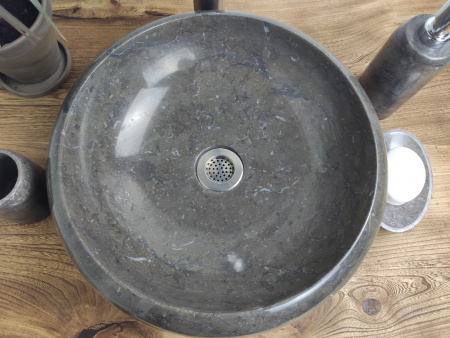 Раковина из мрамора Indo Donut Black Small DM-00185 фото