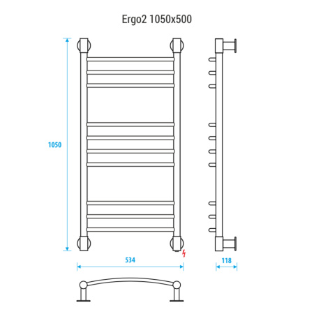 Электрический полотенцесушитель Energy Ergo2 EETR0ERGO2105500000 105x50 фото