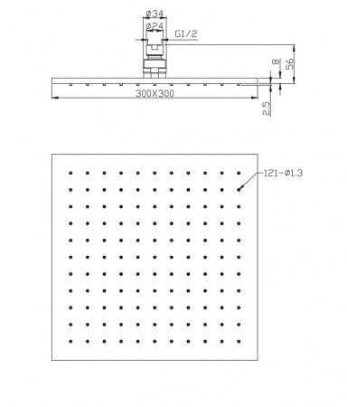 Верхний тропический душ Omnires Slimline WG230CR хром фото