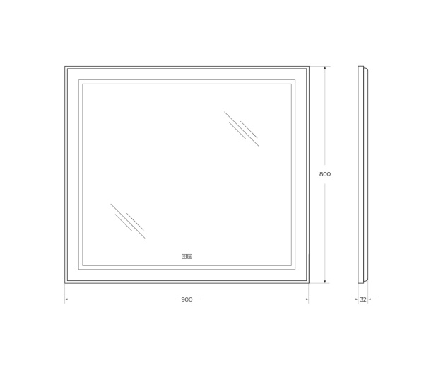 Зеркало с подсветкой, сенсорным выключателем и подогревом BelBagno SPC-KRAFT-900-800-LED-TCH-WARM 90x80 сатин фото