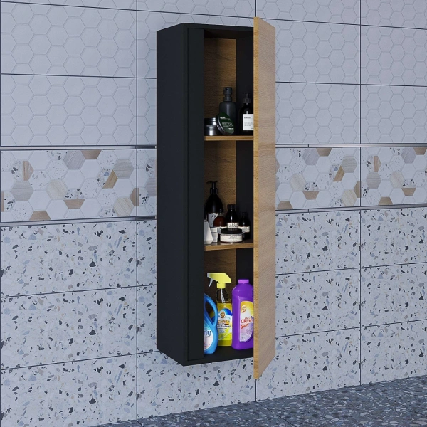 Шкаф-пенал Uperwood Barsa 293020545 черный/дуб сонома фото