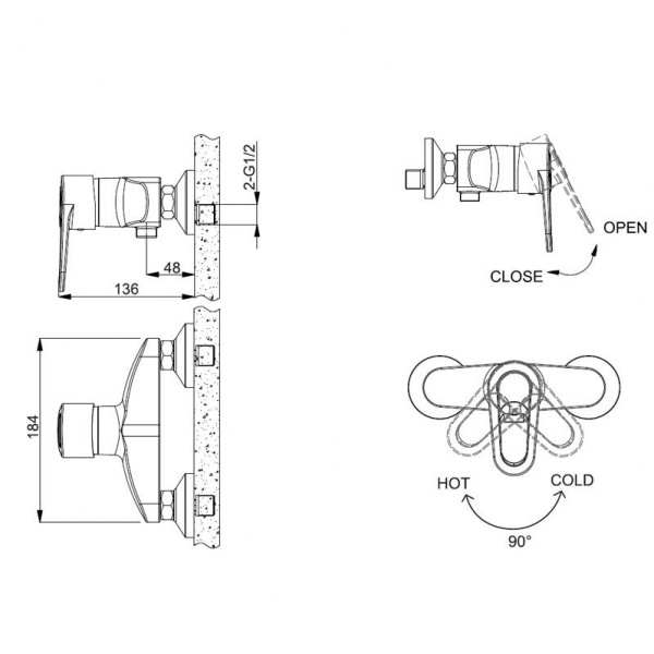 Смеситель для душа Bravat Loop F9124182CP-01-RUS фото