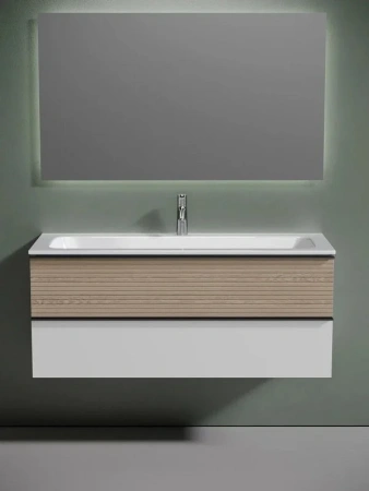 Тумба под раковину Sancos Delta DL120W дуб светлый/белый фото