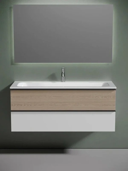 Тумба под раковину Sancos Delta DL120W дуб светлый/белый фото