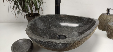 Накладная раковина из речного камня RS0861 (50*42*15) фото