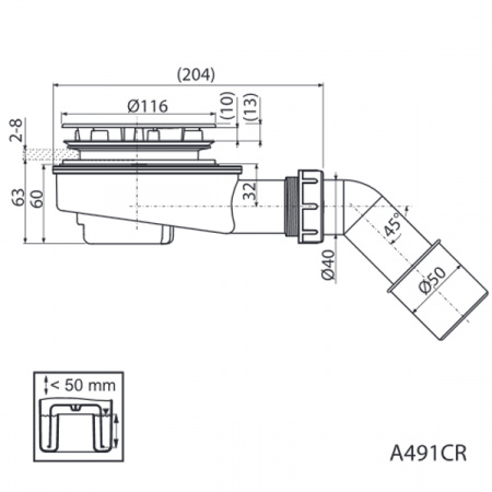 Сифон для поддона AlcaPlast A491CR фото