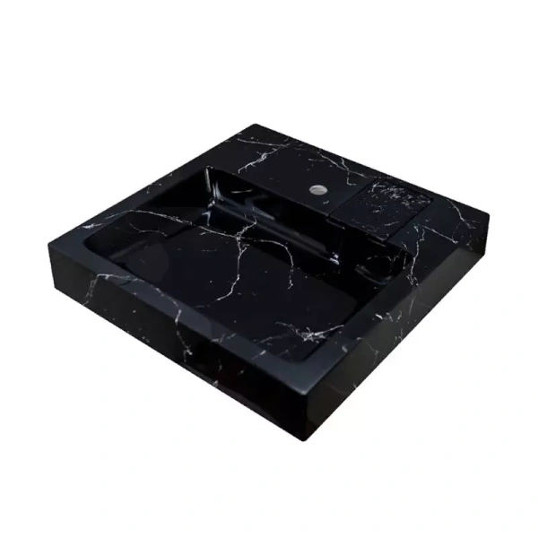 Раковина над стиральной машиной с кронштейнами Stella Polar Солярис SP-00001404 60x60 черный мрамор фото