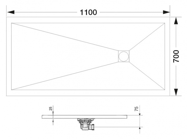 Поддон для душа RGW Stone Tray ST-0117G 16152711-02 70x110 фото