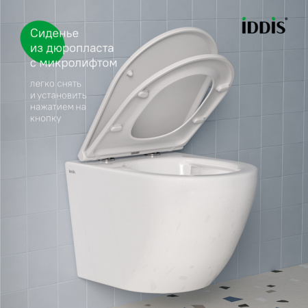 Подвесной унитаз со смывом торнадо Iddis Blanco BLQNDSEI25 с сиденьем фото