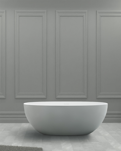 Ванна из искусственого камня Abber Stein AS9624-1.6 160x75 белая матовая фото