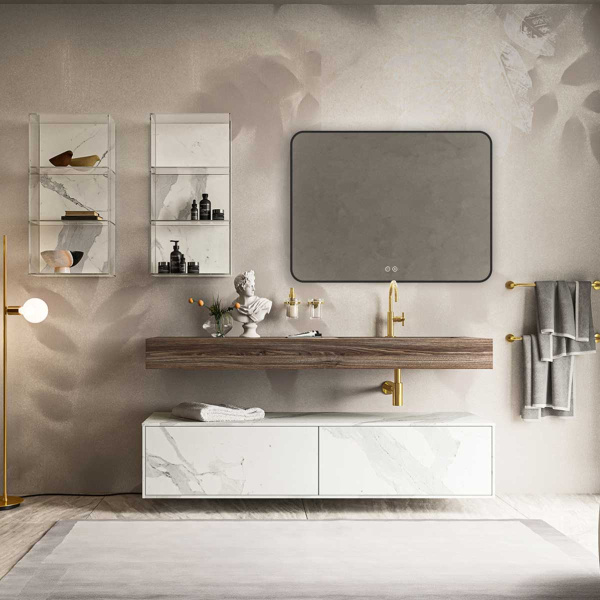 Зеркало с подсветкой Vincea LED VLM-3VC800B-2 черное, c сенсорным выключателем и диммером, с функцией антизапотевания 80x60 фото