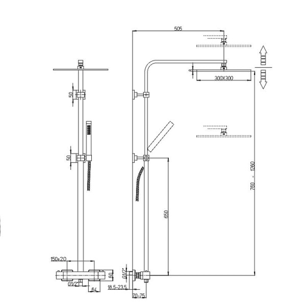 Душевая система Paini Dax 84CR689THSQ4P1 Хром фото