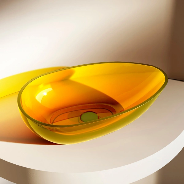 Накладная раковина Abber Kristall AT2811Amber 60x36 желтая фото