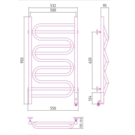 Электрический полотенцесушитель Сунержа Иллюзия 95х50 правый 00-0545-9550 фото