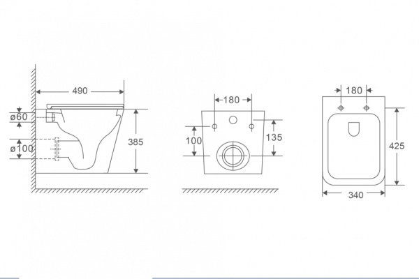 Подвесной унитаз со смывом торнадо Abber Rechteck AC1219TC с закрытым дном фото